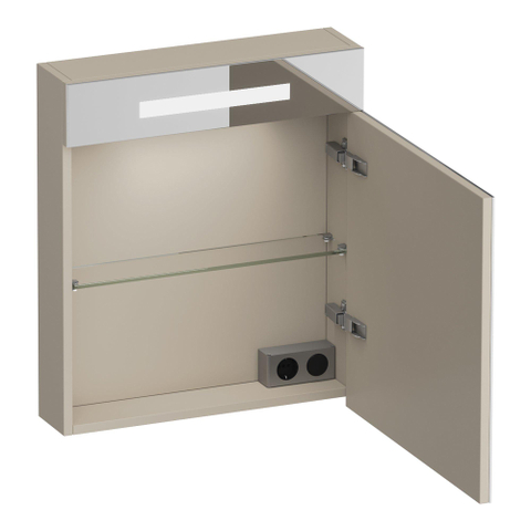 BRAUER Promise armoire de toilette – 59 x 70 x 15 cm – LED directe en haut – ouverture à droite – Beige mat SW1203728