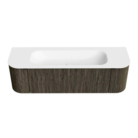 Mondiaz KURVE Ensemble de meuble de salle de bains - 150x46x40cm - 1 tiroir - 2 portes - vasque solid surface - centre - 1 trou de robinet - Shadow SW1414122