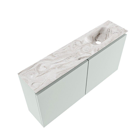 MONDIAZ TURE-DLUX Meuble de toilette 100cm Greey. EDEN vasque Glace position à droite. Sans trou de robinet. SW1103292