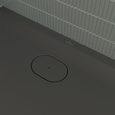 Villeroy & Boch Ecora douchebak - 140x100x3.5cm - afvoer korte zijde - anthracite (antraciet) SW1558954