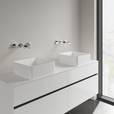 Villeroy & Boch Collaro opzetwastafel vierkant - 38x38cm - zonder overloop - zonder kraangat - White Alpine (glans wit) SW336075