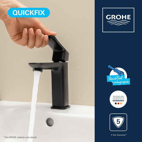 Grohe Dice Wastafelmengkraan - m-size - opbouw - klikwaste - matte black (mat zwart) SW1440569