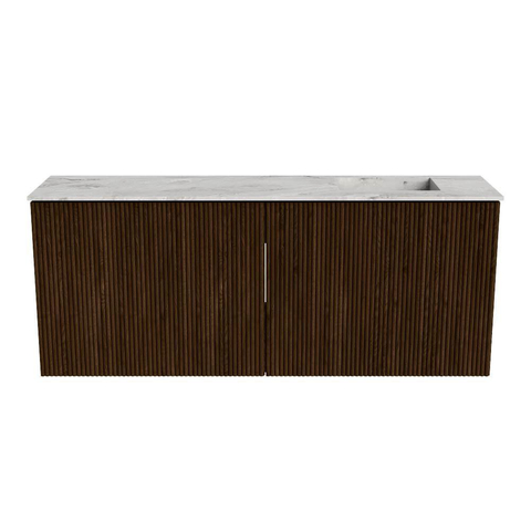 Mondiaz JOYA-DLUX 100cm toiletmeubel - kleur Walnut - Wastafel FAYE positie Rechts Zonder kraangat kleur Glace. SW1422392
