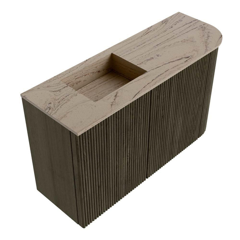 Mondiaz JOYA-DLUX Meuble de salle de bains 71,6cm - arrondi droit couleur Shadow - Vasque FAYE position Gauche 1 trou de robinet couleur Arena. SW1424822