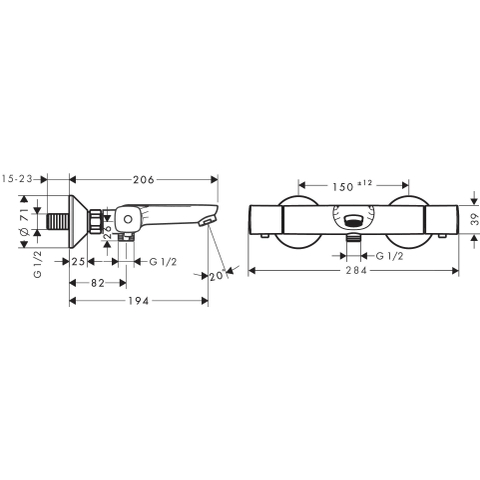 hansgrohe Ecostat universal badthermostaat opbouw chroom SHOWROOMMODEL SHOW25077