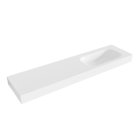 Mondiaz BIG SMALL wastafel - 180x46x12cm - wasbak rechts - zonder kraangat - talc (wit) SW433618