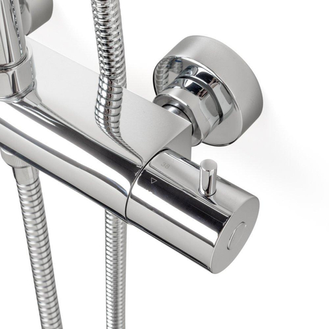 Wiesbaden Caral set de douche pluie - 25cm - rond - apparent - avec inverseur - avec barre de douche - chromé SW10555