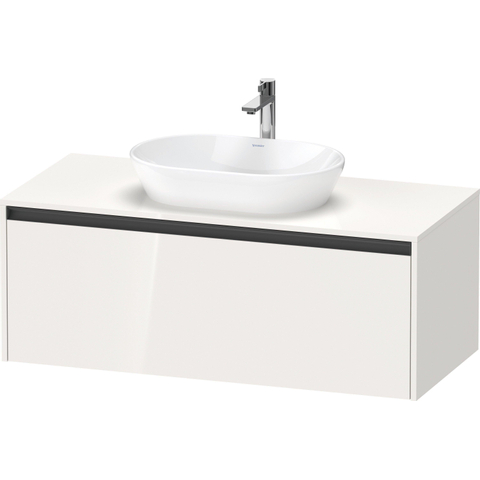 Duravit Ketho.2 Wastafelonderbouwkast - inclusief consoleplaat - met 1 lade - 120x55x45.9cm - met handgreep antraciet - hoogglans wit SW773057