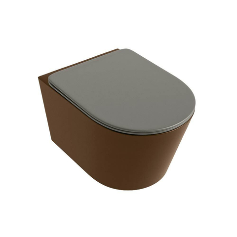 Mondiaz LAVIE hangtoilet – spoelrandloos – 36 x 53 cm – met softclose zitting – Rust (bruin), zitting Smoke (lichtbruin) SW1208793