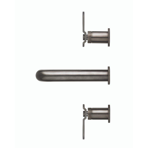 Crosswater Union Wastafelkraan inbouw - inclusief inbouwdeel - 3-gats - wandgemonteerd - geborsteld zwart chroom Hendel - geborsteld black chrome brushed (antraciet) SW968265