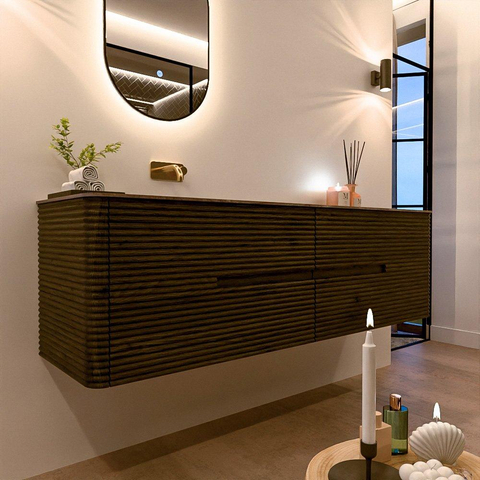 Mondiaz CIRO-DLUX Badkamermeubelset - 170x45x50cm - Solid surface wastafel Sombra - 1 wasbak Links - zonder kraangaten - 4 lades - Shadow SW1532782