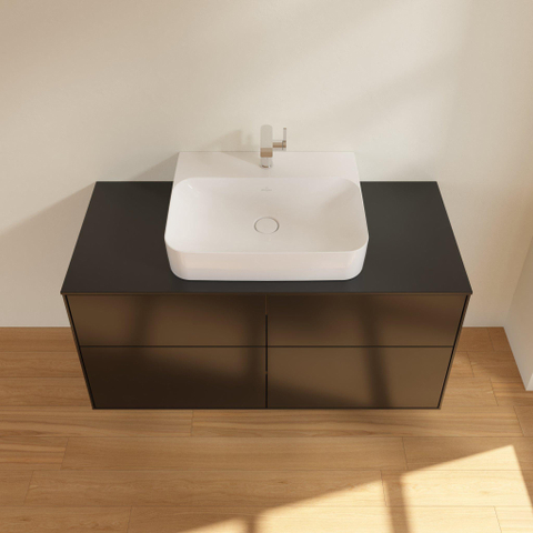 Villeroy & Boch finion wastafelonderkast - 120x60.3cm - 4 lades - mat zwart SW479604