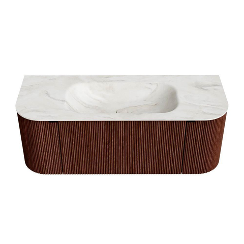 Mondiaz KURVE-DLUX Badkamermeubelset - 120x46x40cm - 1 lade - 2 deuren - wastafel solid surface - midden - 1 kraangat - Ruby SW1415713