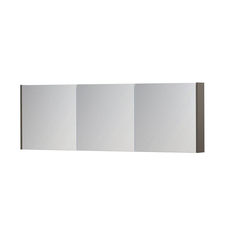 INK SPK1 Spiegelkast - 180x14x60cm - 3 deuren - dubbelzijdige Spiegel - schakelaar en stopcontact - MDF lak taupe mat SW493954