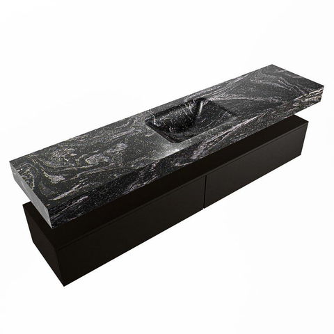 Mondiaz ALAN-DLUX Ensemble de meuble - 200cm - meuble Urban mat - 2 tiroirs - Lavabo Cloud Lava suspendu - vasque Centre - 1 trou de robinet SW808122