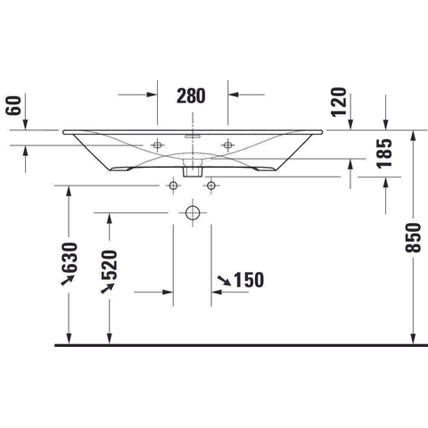 Duravit Viu Meubelwastafel - 103x49cm - met kraangat - met overloop - wit SW297108