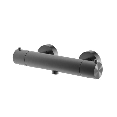 Hotbath Archie Douchemengkraan - thermostatisch - 1/2 doucheslang - onderaansluiting - PVD - geborsteld gunmetal (antraciet) SW798868