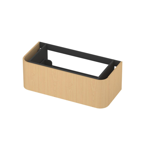 INK Concept R Wastafelonderkast - 100x45x35cm - 1 lade - opliggende grepen - afgeronde hoeken - MDF - light veneer SW1405584