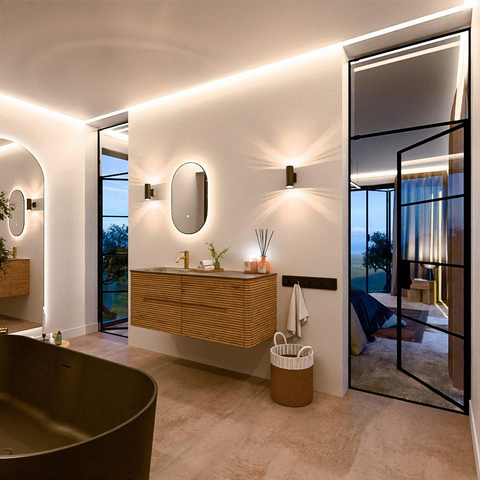 Mondiaz CIRO-DLUX Ensemble de meubles de salle de bains - 130x45x50cm - Vasque en solid surface Oza - 1 lavabo à gauche - 1 trou de robinet - 4 tiroirs - Chêne SW1531129