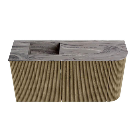 Mondiaz JOYA-DLUX Meuble de toilette 81,6 cm - arrondi droit couleur Dusk - Vasque FAYE position Gauche Sans trou de robinet couleur Sombra SW1426164