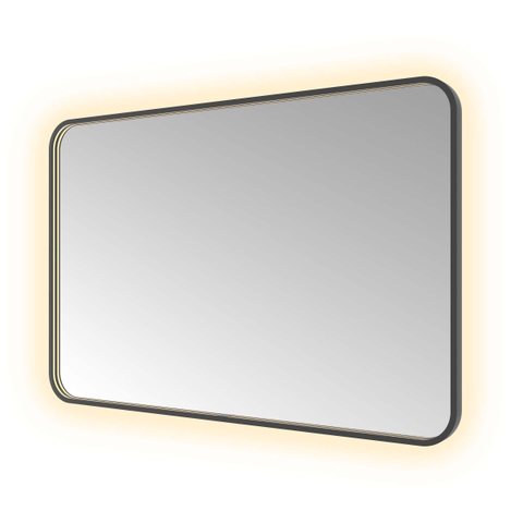 Hotbath &MORE Spiegel - 120x80cm - direct en indirect LED - color changing - spiegelverwarming - met afstandsbediening - PVD - geborsteld zwart SW1246067