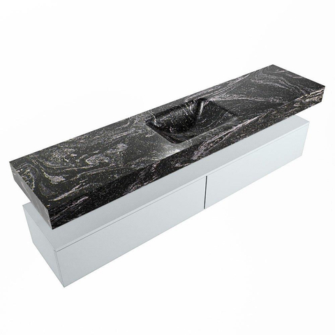 Mondiaz ALAN-DLUX Ensemble de meuble - 200cm - meuble Clay mat - 2 tiroirs - Lavabo Cloud Lava suspendu - vasque Centre - 0 trous de robinet SW808593