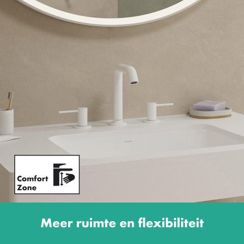 Hansgrohe Tecturis s Wastafelkraan - mengkraan - rond - 15.6cm uitloop - 3-gats - mat wit SW918667