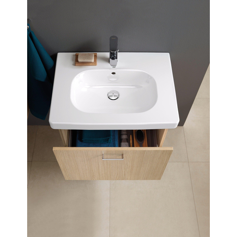 Duravit D-code Wastafel - 65x48cm - met 1 kraangat - met overloop - wit 0295855