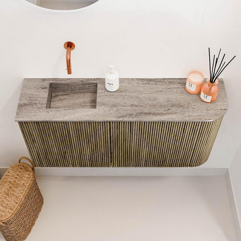 Mondiaz JOYA-DLUX 91.6cm toiletmeubel - ronding rechts kleur Dusk - Wastafel FAYE positie Links Zonder kraangat kleur Oza. SW1426011