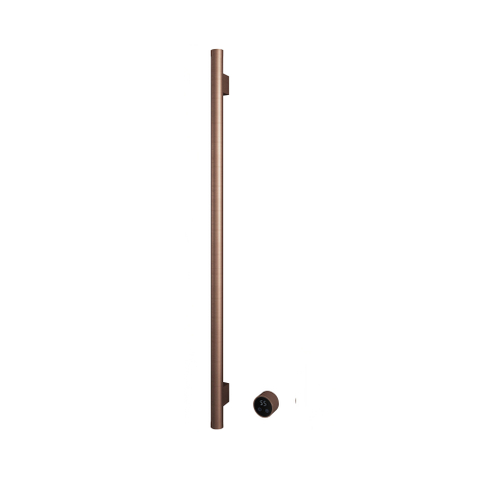 Hotbath &MORE Handdoekradiator - 19x115cm - rond - 1 stangen - verticaal - met schakelaar - PVD - geborsteld koper SW1245702