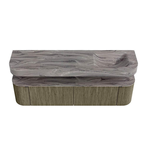 MONDIAZ THOR-DLUX Meuble de salle de bains - 180cm - arrondi gauche + droite - couleur Shadow - 2 tiroirs - 2 portes - Vasque suspendue CLOUD droite 1 trou de robinet couleur Sombra SW1467702