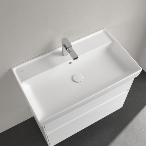 Villeroy & Boch Collaro meubelwastafel - 80x47cm - met overloop - 1 kraangat CeramicPlus - White Alpine (glans wit) SW358314