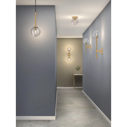 Astro Tacoma Surface Wandlamp/Plafondlamp - 230V - IP44 - bol - geribbeld - helder glas - messing (goud) SW1566152