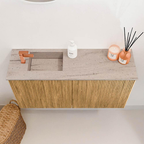 Mondiaz JOYA-DLUX 80cm meuble de salle de bains - couleur Oak - Vasque FAYE position Gauche 1 trou de robinet couleur Saba. SW1424180