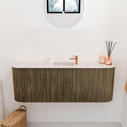 Mondiaz JOYA-DLUX 113.2cm toiletmeubel - ronding links en rechts kleur Dusk - Wastafel FAYE positie Midden 1 kraangat kleur Meli. SW1425875