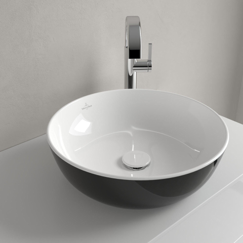 Villeroy & Boch Artis opzet wastafel - 43cm - zonder kraangat c plus - Coal Black (glans zwart) SW68817