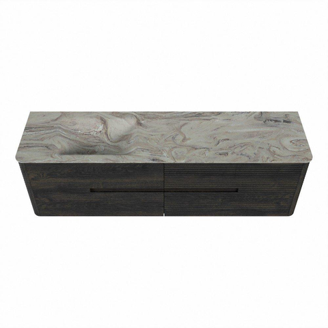 Mondiaz CIRO-DLUX Badkamermeubelset - 170x45x50cm - Solid surface wastafel Glace - 1 wasbak Links - 1 kraangat - 4 lades - Shadow SW1532231