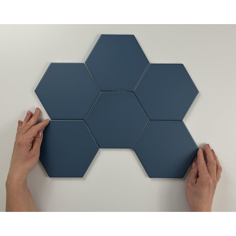 ÉCHANTILLON Terravito Bereno carreau mural et de sol - 15x17cm - 9mm - Hexagone - Bleu mat SW736051