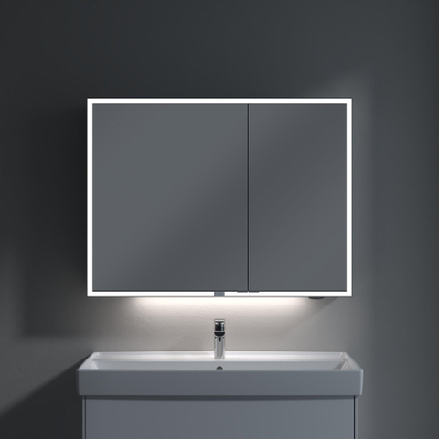 Villeroy & Boch My View Now My view spiegelkast - 100x75cm - 2 deuren - 3 contactdoos LED - zilver SW641573