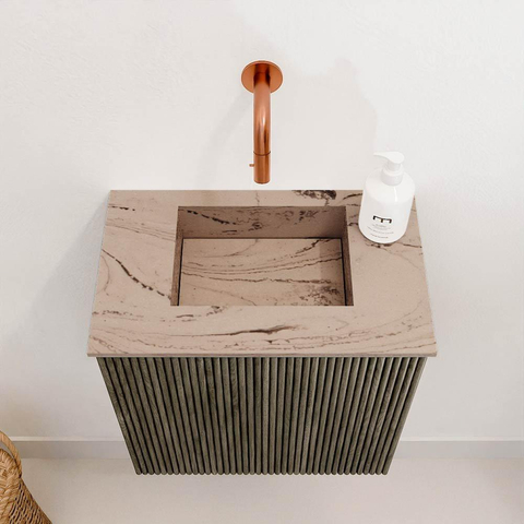 Mondiaz JOYA-DLUX 40cm toiletmeubel - kleur Shadow - Wastafel FAYE positie Midden Zonder kraangat kleur Arena. SW1424800