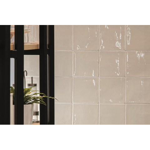 ÉCHANTILLON Terravito Viondo carreau mural - 13x13cm - 10mm - Carré - Blanc ivoire Brillant SW735916