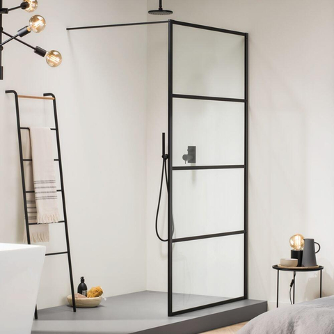 Sealskin Soho paroi de douche à l'italienne 120x210cm avec verre transparent profil noir mat et verre transparent SW491951