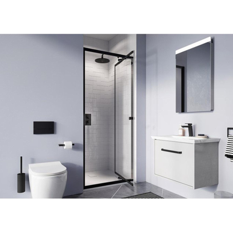 Crosswater Clear 6 in profiel draaiende deur 90x195cm 6mm veiligheidsglas mat zwart SHOWROOMMODEL SHOW24070