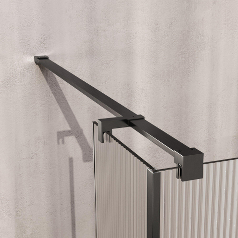 BRAUER Oblivion Paroi de douche à l'italienne - 90x200cm - paroi latérale 30cm - verre nervuré clair - revêtement en verre - PVD - gunmetal brossé SW1476038
