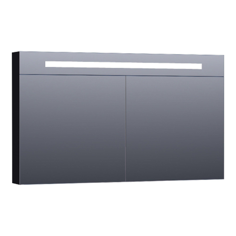 BRAUER Promise Deluxe armoire de toilette - 120x70x15cm - avec éclairage direct - 2 portes miroir double face - noir mat SW371663