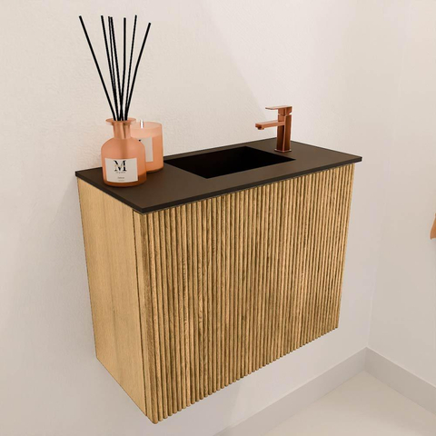 Mondiaz JOYA 50cm meuble de toilette - couleur Oak - Vasque FAYE position Droite 1 trou de robinet couleur Urban. SW1421137
