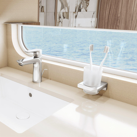 Hansgrohe AddStoris Q AddStorisdrikbeker mat - glas - met houder - hoogglans chroom SW651133