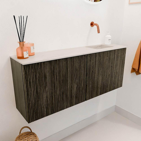 Mondiaz JOYA-DLUX 100cm toiletmeubel - kleur Shadow - Wastafel FAYE positie Rechts Zonder kraangat kleur Meli. SW1424891