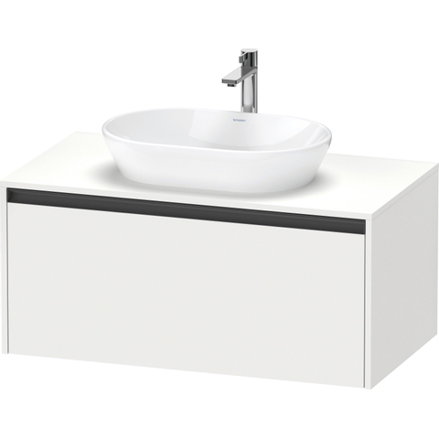 Duravit Ketho.2 Wastafelonderbouwkast - inclusief consoleplaat - met 1 lade - 100x55x45.9cm - met handgreep antraciet - wit mat SW772312