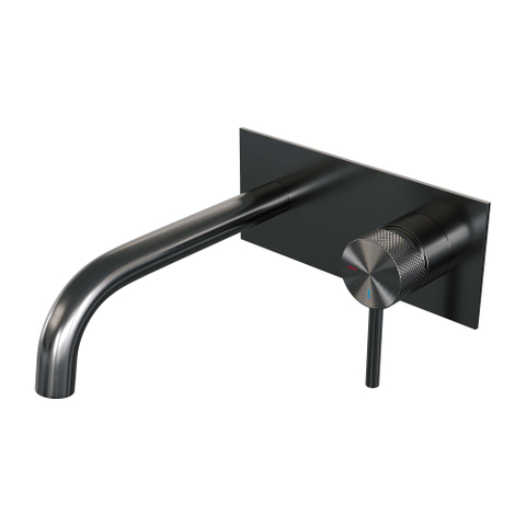 Brauer Gunmetal Carving Mitigeur de lavabo encastré - bec verseur courbé à gauche - commande longue étroite carving - plaque de recouvrement - modèle A 1 - PVD - gunmetal brossé SW715845